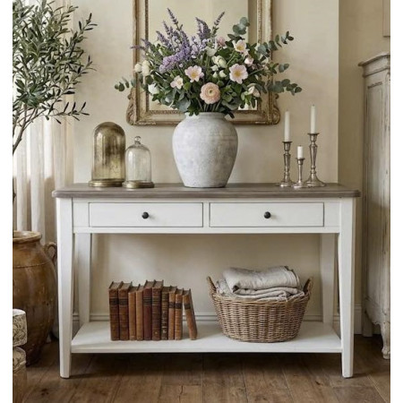 P2728-50 : Bàn Console , Bàn Trang Trí - Màu Trắng + Nâu